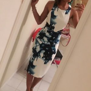White and Blue Pencil Cocktail/Night Dress